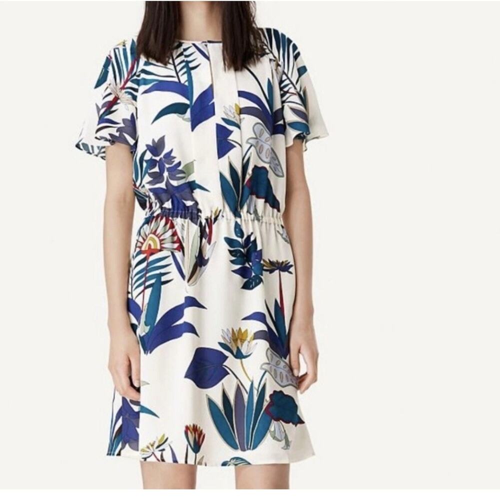 Tory Burch Anatolie Utopia floral dress Pleated Front Size 8 Silk